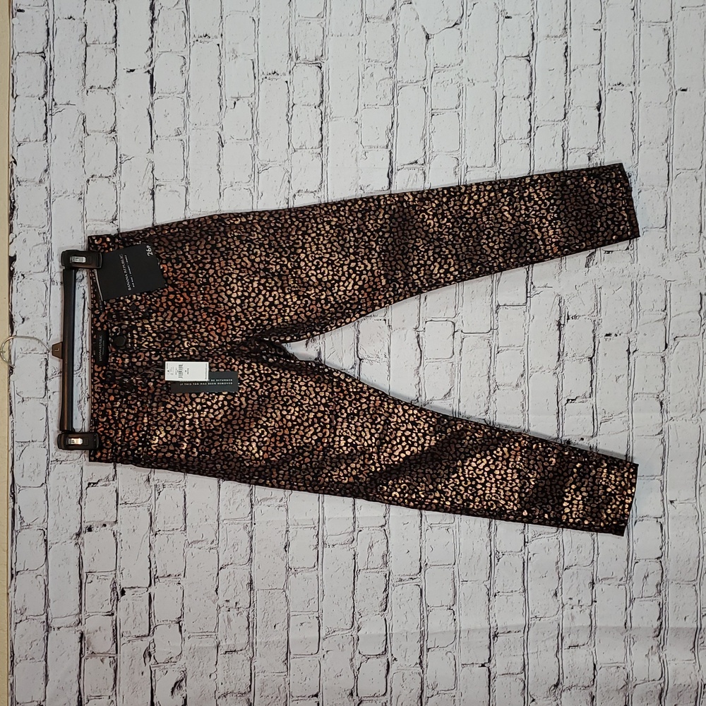Banana Republic Black with Copper Animal Print Skinny Jeans